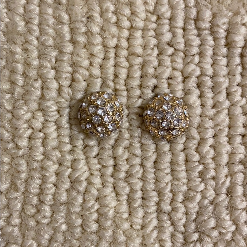 Crystal & gold ball earrings
